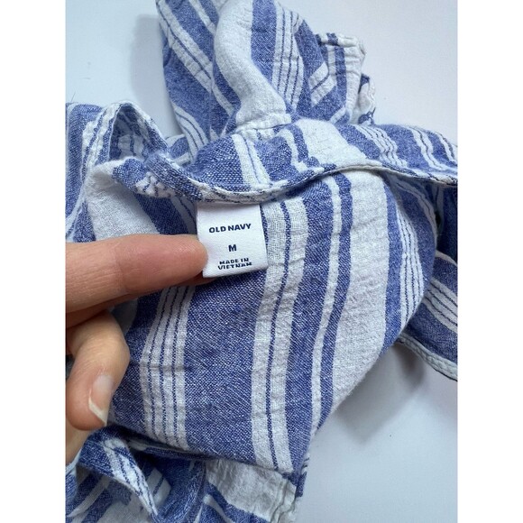 Old Navy Women's Blue and White Tie Blouse Y2K Size M - Picture 8 of 10